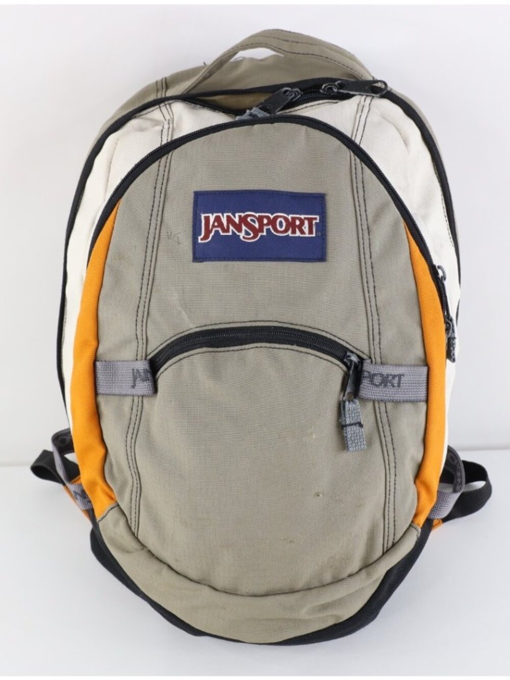 Vintage JanSport Distressed Spell Out Ripstop Backpack Book Bag Carry On Pack